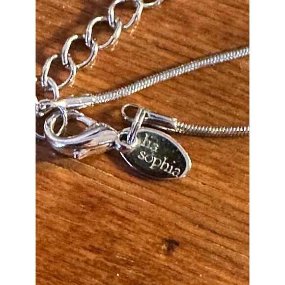 Lia Sophia Silver Tone Pink Stone Pendant - Picture 3 of 4